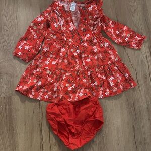 Carter's Red Floral Tiered Baby/Toddler Dress with Bloomers